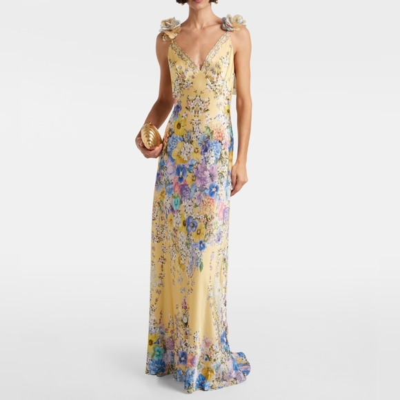 Camilla Dresses & Skirts - Camilla v neck bias slip dress with back frill in Darling buds